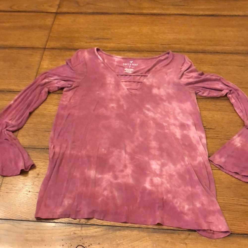 American Eagle Soft & Sexy tie dye pullover long sleeve hippie boho SZ M flare - Picture 11 of 11